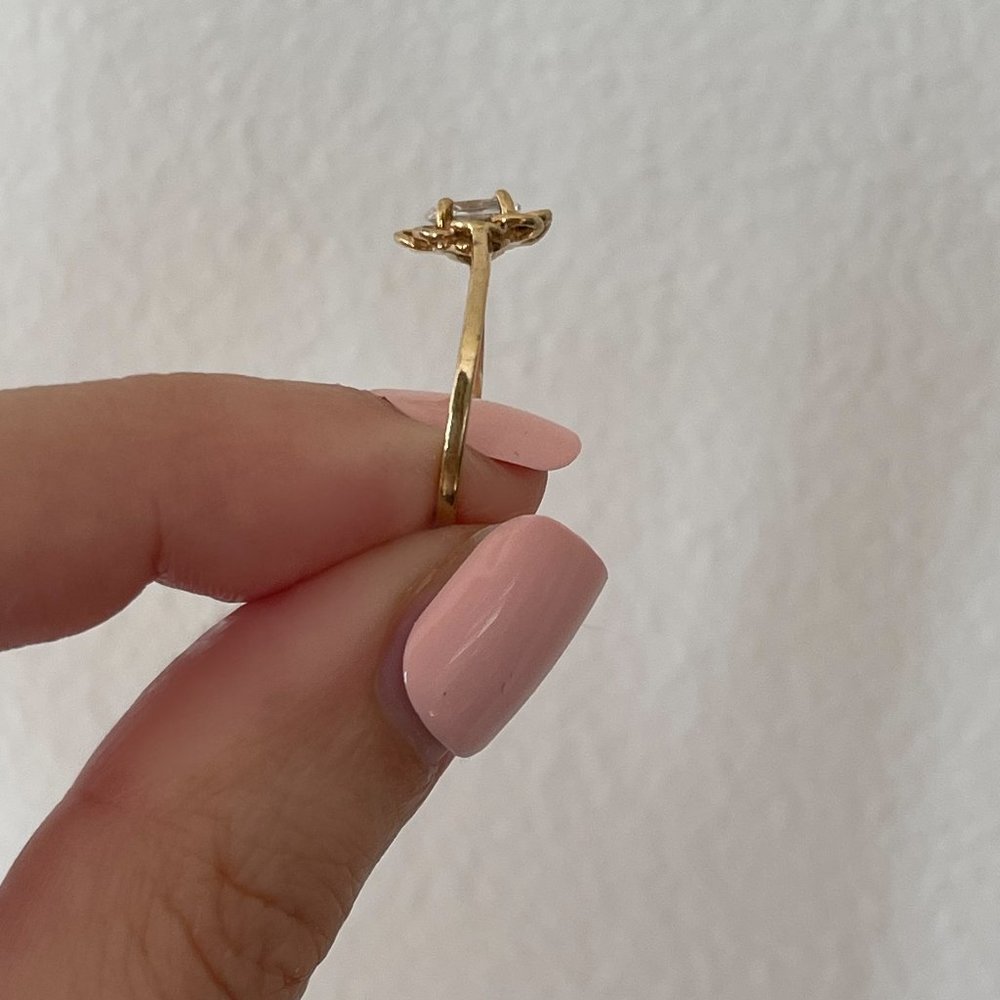 Solid 10K yellow gold vintage ring CZ cubic zirconia 90s minimalist 10 karat VTG - Picture 16 of 16